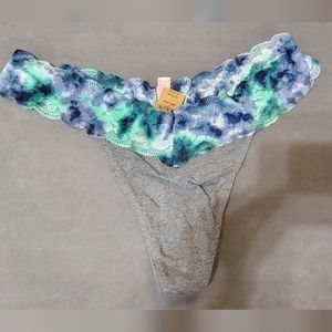 Victoria secret pink grey tie die thong XXL undies